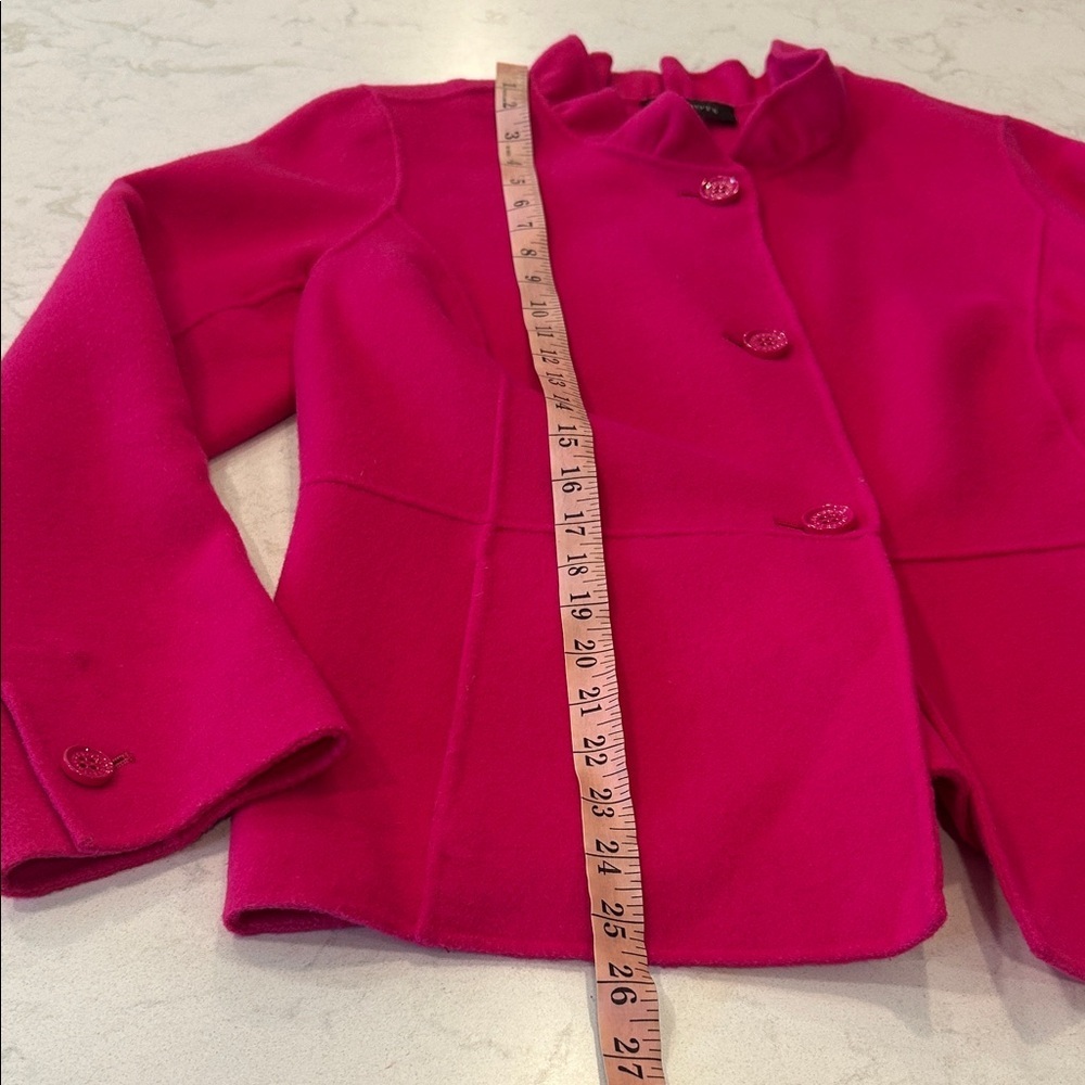 Talbots Ruffle-Neck Double-Face Jacket Pink Wool Blend Pockets Preppy 10 - Picture 7 of 14